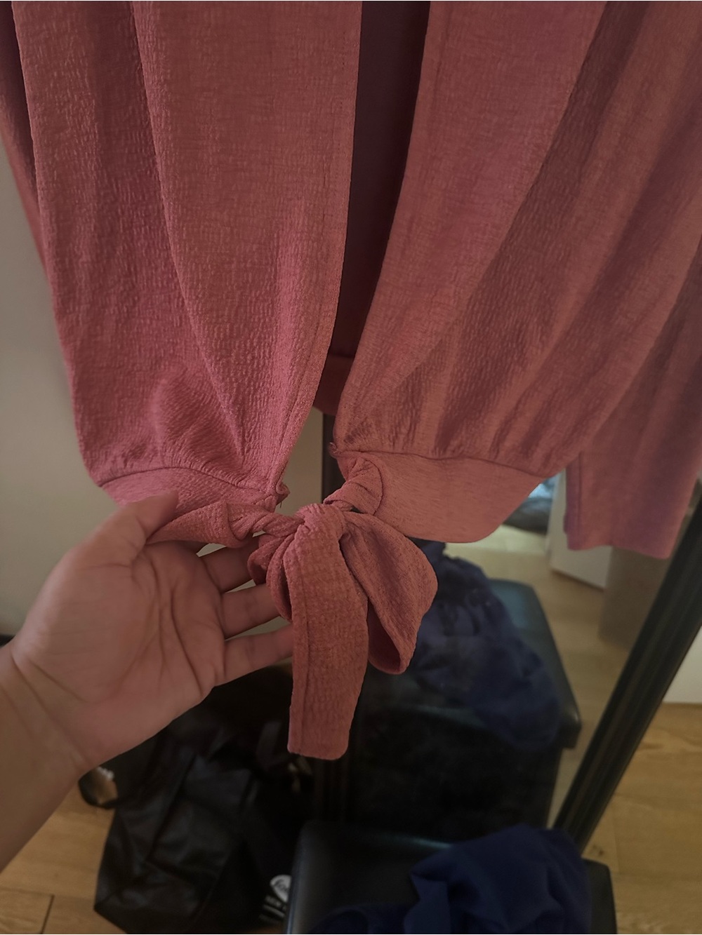 🆕 H&M Rose-Mauve Tie-Back Knit Top - Picture 3 of 4